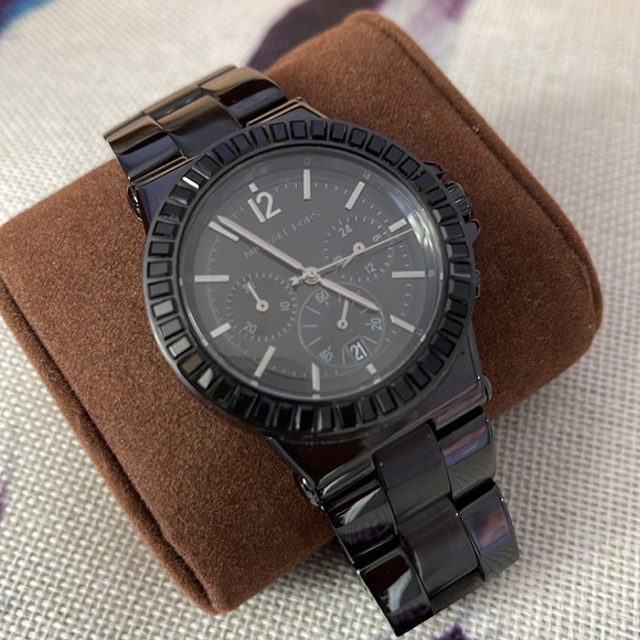 Michael Kors Black Quartz Ceramic Watch - Picture 1 of 9